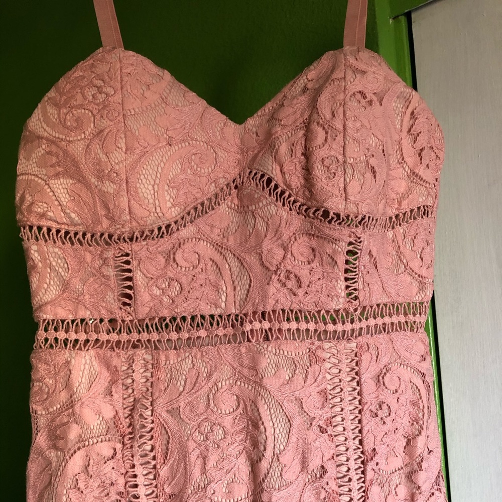 Fashion nova pink lace dress